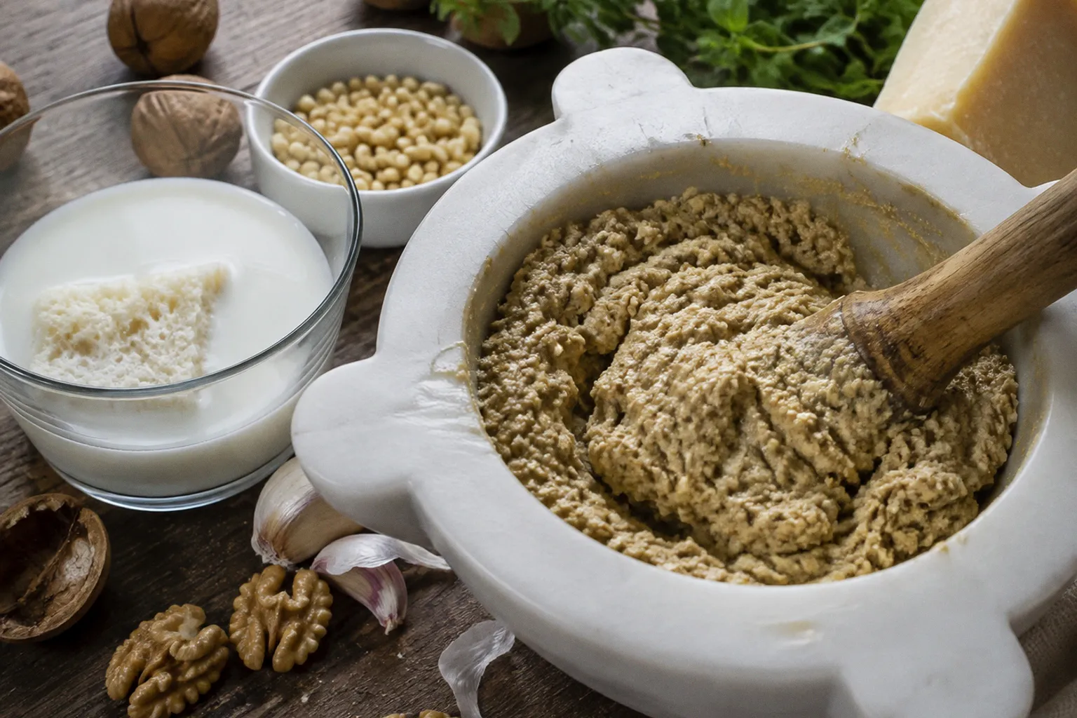 Salsa di noci ligure: il segreto della mollica nel latte