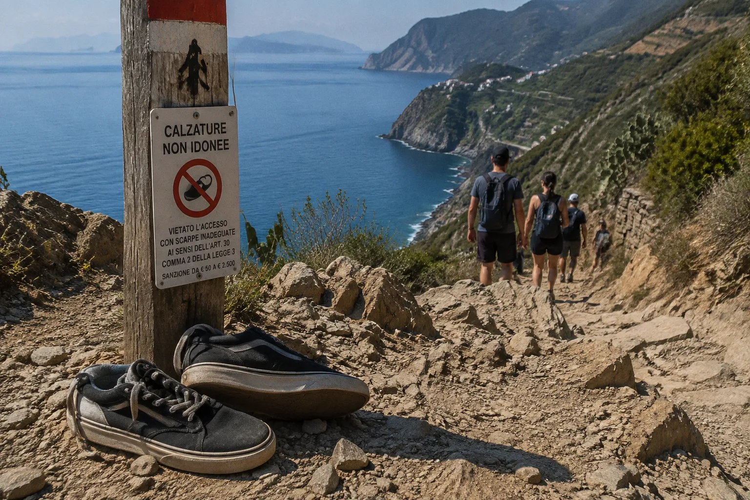 Scarpe inadatte sui sentieri liguri: quando scatta la multa?